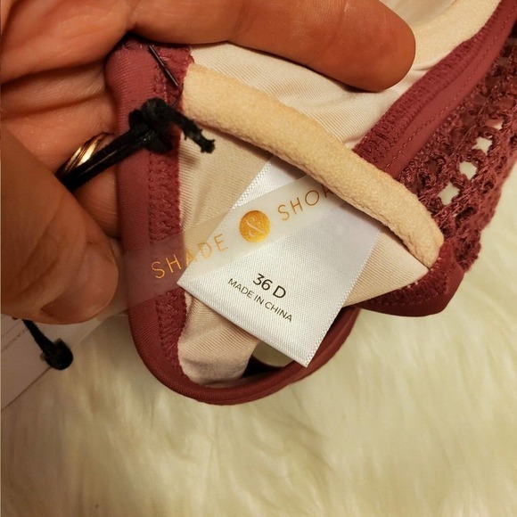 Shade & Shore Bikini‎ Top Lightly Lined Wood Rose Color Size 36D NWT - Picture 5 of 6